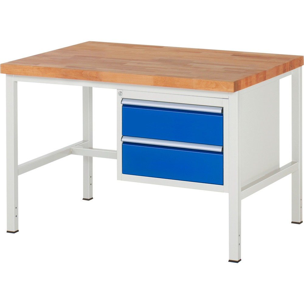 Productafbeelding nr. 1: Werkbank RAU serie 8000, hxbxd 840-1.040 x 1.250 x 900 mm, 2 x voor 90% uittrekbare lades, 2 x 180 mm, draagvermogen lade 100 kg