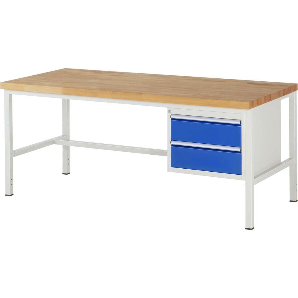 Productafbeelding nr. 1: Werkbank RAU serie 8000, hxbxd 840-1.040 x 2.000 x 900 mm, 2 x voor 90% uittrekbare lades, 2 x 180 mm, draagvermogen lade 100 kg