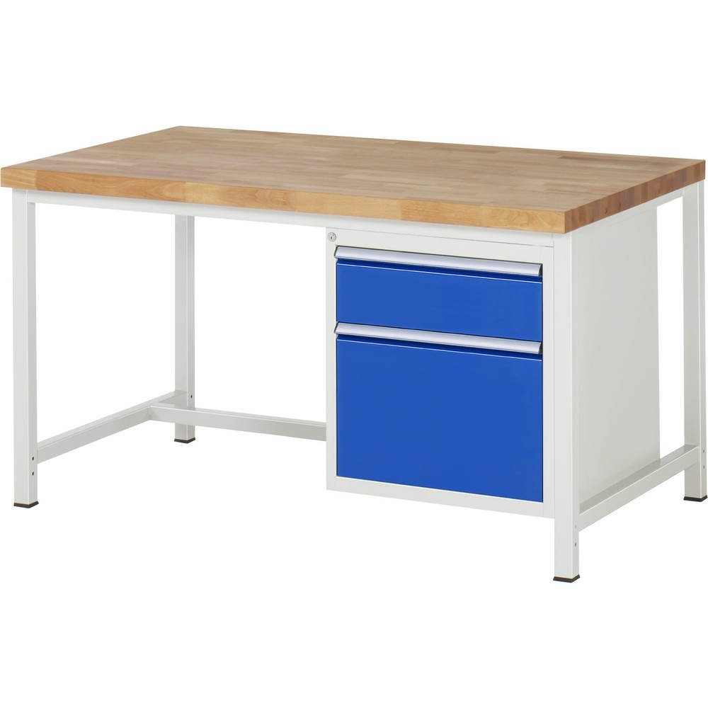 Productafbeelding nr. 1: Werkbank RAU serie 8000, hxbxd 840-1.040 x 1.500 x 900 mm, 2 x voor 100% uittrekbare lades, 1 x 180, 1 x 360 mm, draagvermogen lade 100 kg