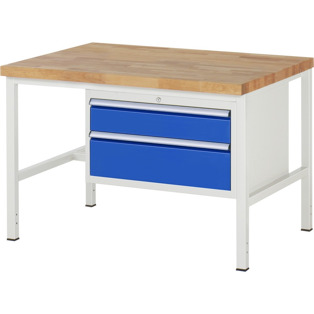 Productafbeelding nr. 1: Werkbank RAU serie 8000, hxbxd 840-1.040 x 1.250 x 900 mm, 2 x voor 100% uittrekbare lades, 1 x 150, 1 x 210 mm, draagvermogen lade 75 kg
