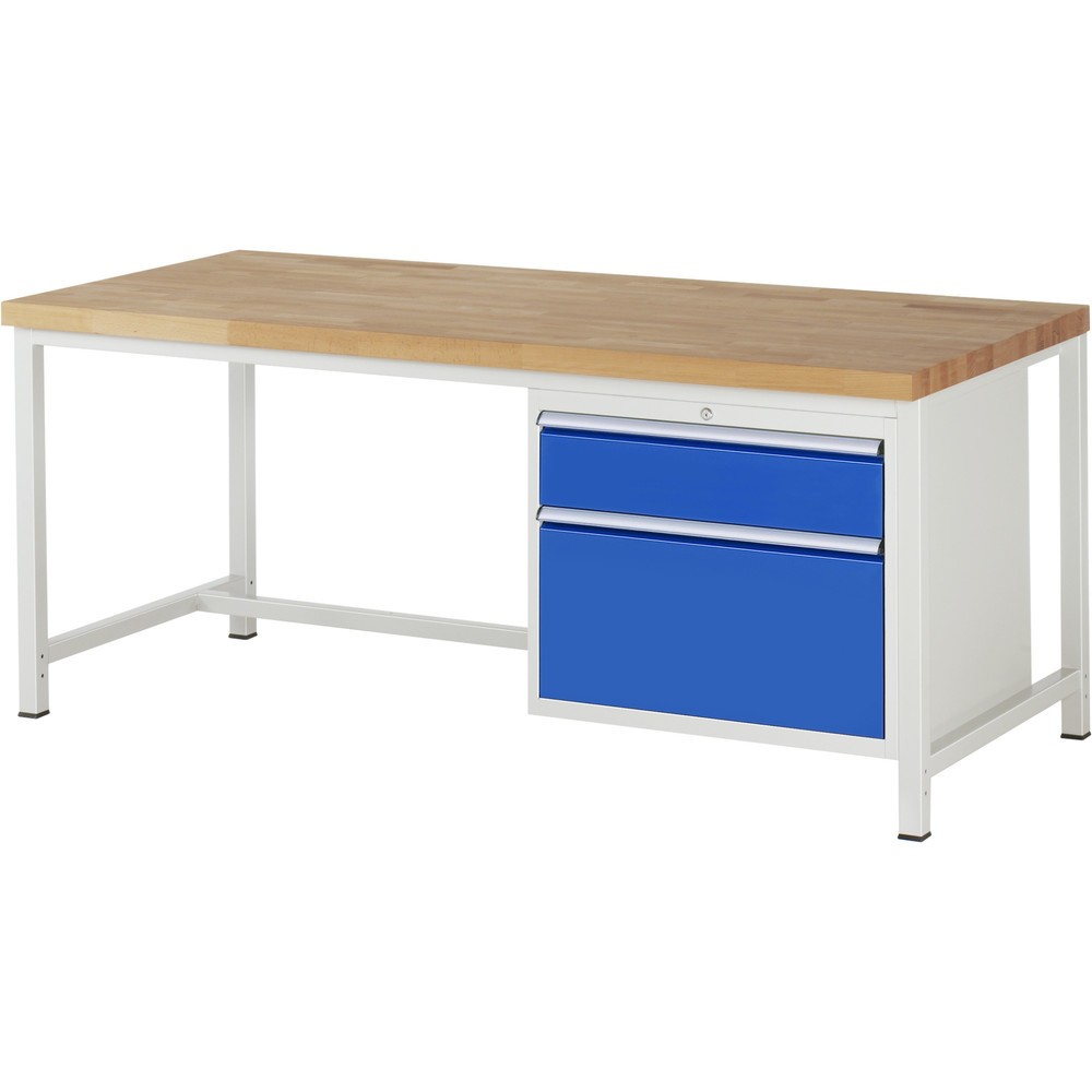 Productafbeelding nr. 1: Werkbank RAU serie 8000, hxbxd 840-1.040 x 2.000 x 900 mm, 2 x voor 90% uittrekbare lades, 1 x 180, 1 x 360 mm, draagvermogen lade 75 kg