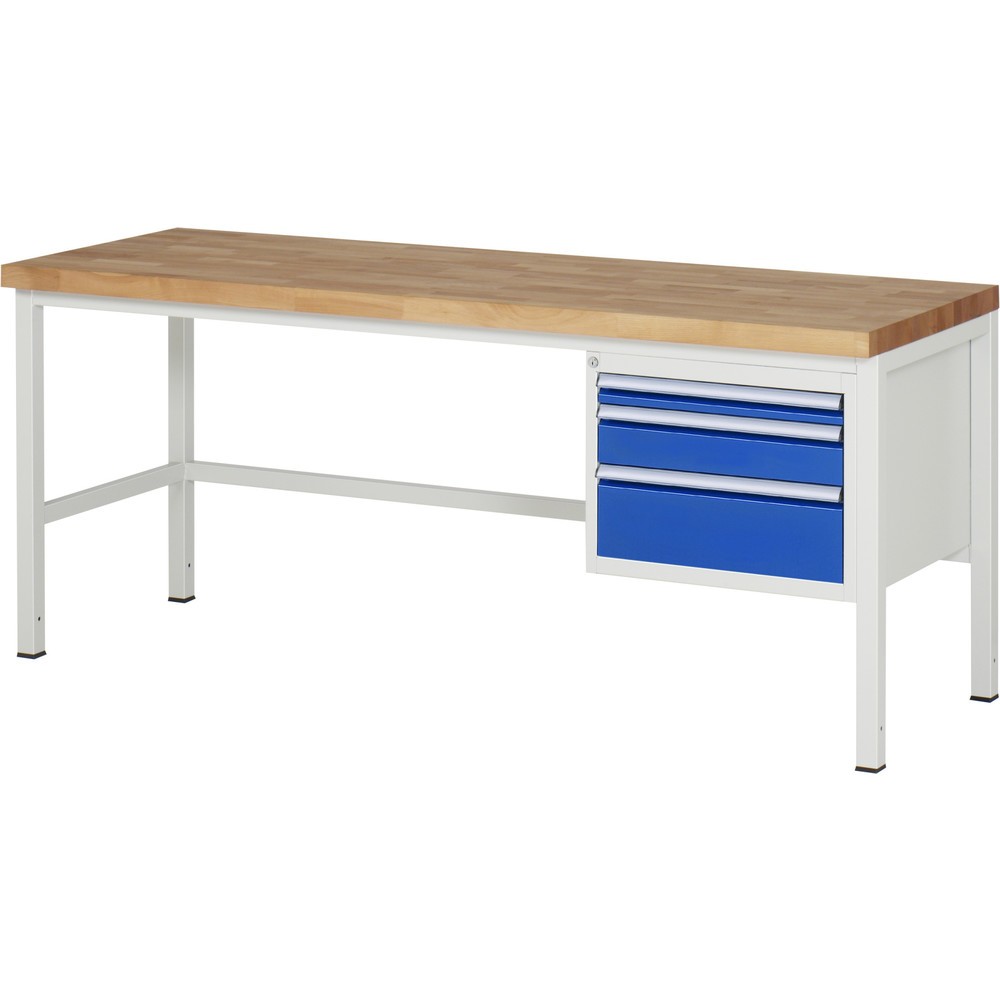 Productafbeelding nr. 1: Werkbank RAU serie 8000, hxbxd 840 x 2.000 x 700 mm, 3 x voor 100% uittrekbare lades, 1 x 60, 1 x 120, 1 x 180 mm, draagvermogen lade 100 kg