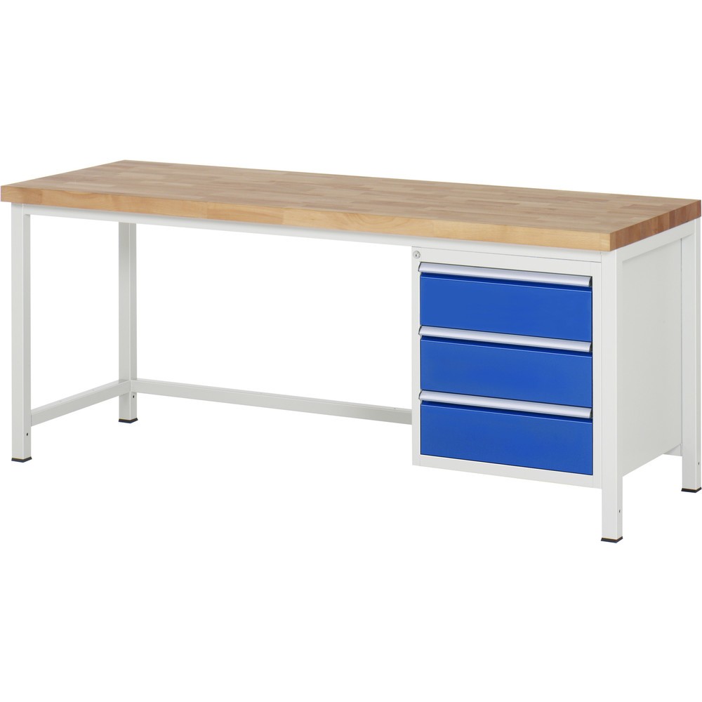 Productafbeelding nr. 1: Werkbank RAU serie 8000, hxbxd 840 x 2.000 x 700 mm, 3 x voor 100% uittrekbare lades, 3 x 180 mm, draagvermogen lade 100 kg