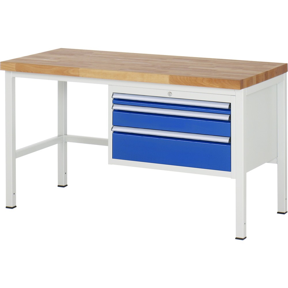 Productafbeelding nr. 1: Werkbank RAU serie 8000, hxbxd 840 x 1.500 x 700 mm, 3 x voor 100% uittrekbare lades, 1 x 60, 1 x 120, 1 x 180 mm, draagvermogen lade 75 kg