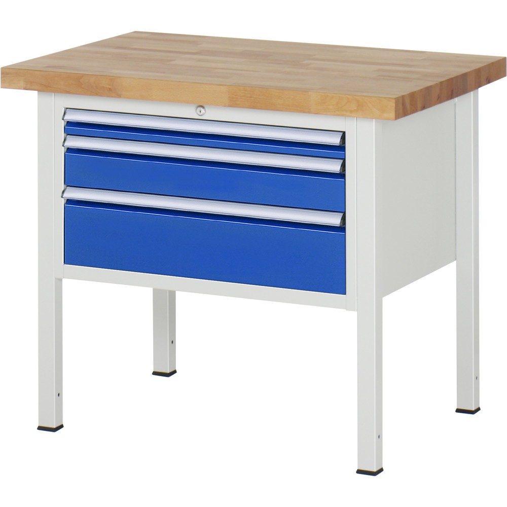Productafbeelding nr. 1: Werkbank RAU serie 8000, hxbxd 840 x 1.000 x 700 mm, 3 x voor 90% uittrekbare lades, 1 x 60, 1 x 120, 1 x 180 mm, draagvermogen lade 75 kg