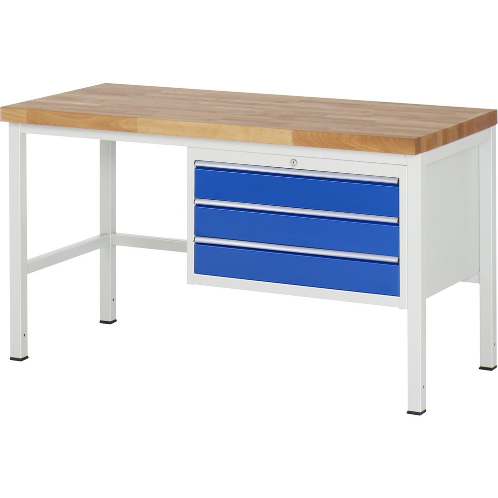 Productafbeelding nr. 1: Werkbank RAU serie 8000, hxbxd 840-1.040 x 1.500 x 700 mm, 3 x voor 100% uittrekbare lades, 3 x 120 mm, draagvermogen lade 75 kg