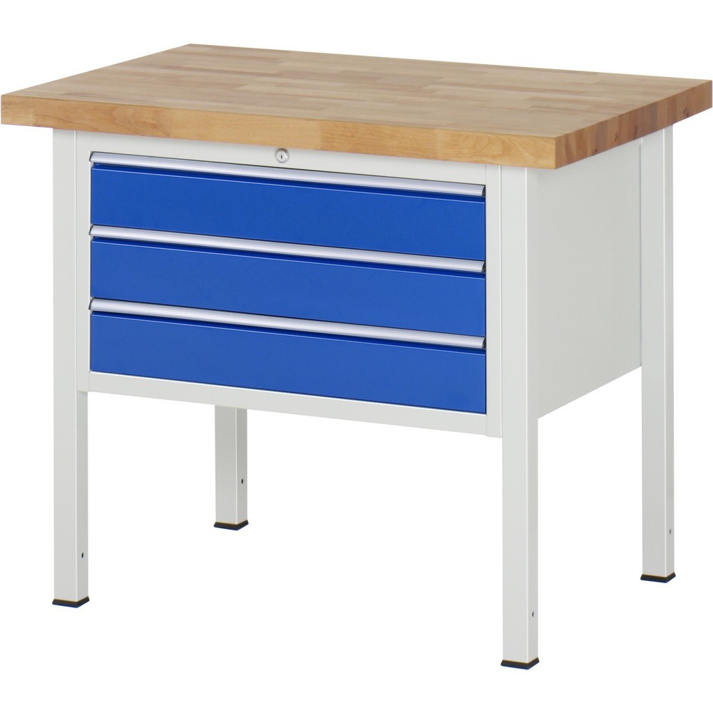 Productafbeelding nr. 1: Werkbank RAU serie 8000, hxbxd 840 x 1.000 x 700 mm, 3 x voor 100% uittrekbare lades, 3 x 120 mm, draagvermogen lade 75 kg