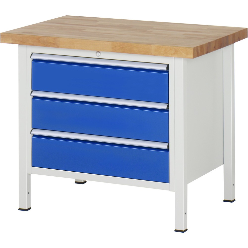 Productafbeelding nr. 1: Werkbank RAU serie 8000, hxbxd 840 x 1.000 x 700 mm, 3 x voor 90% uittrekbare lades, 3 x 180 mm, draagvermogen lade 75 kg