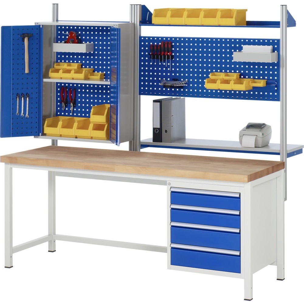 Productafbeelding nr. 4: Werkbank RAU serie 8000, hxbxd 840 x 2.000 x 700 mm, 4 x voor 90% uittrekbare lades, 1 x 60, 2 x 90, 1 x 120 mm, draagvermogen lade 100 kg