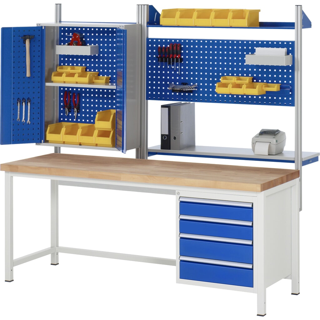 Werkbank RAU serie 8000, hxbxd 840-1.040 x 2.000 x 900 mm, 2 x voor 100% uittrekbare lades, 2 x 180 mm, draagvermogen lade 100 kg Productafbeelding nr. 7: Werkbank RAU serie 8000, hxbxd 840-1.040 x 2.000 x 900 mm, 2 x voor 100% uittrekbare lades, 2 x 180 mm, draagvermogen lade 100 kg
