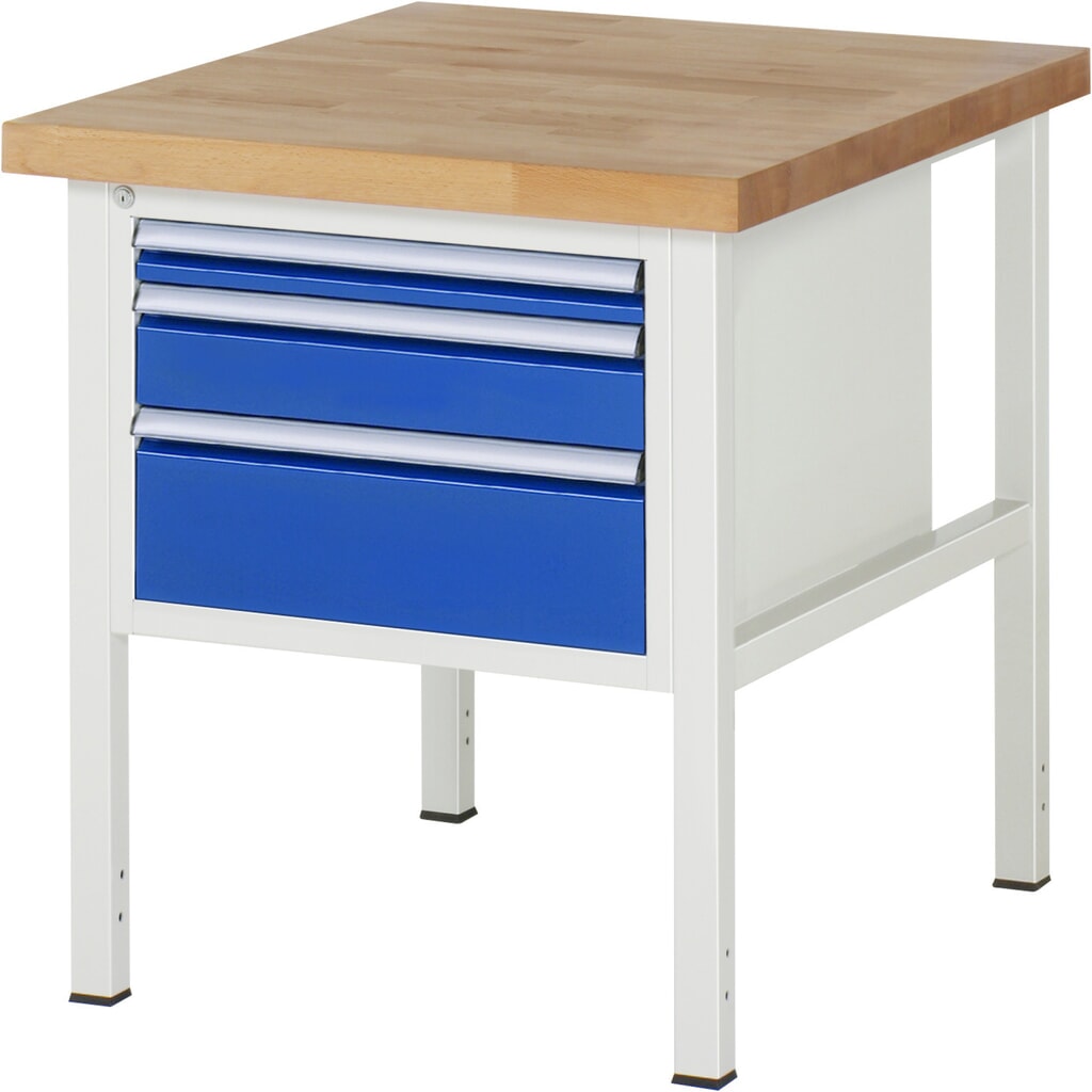 Product afbeelding: Werkbank RAU serie 8000, hxbxd 840-1.040 x 750 x 900 mm, 3 x voor 90% uittrekbare lades, 1 x 60, 1 x 120, 1 x 180 mm, draagvermogen lade 100 kg