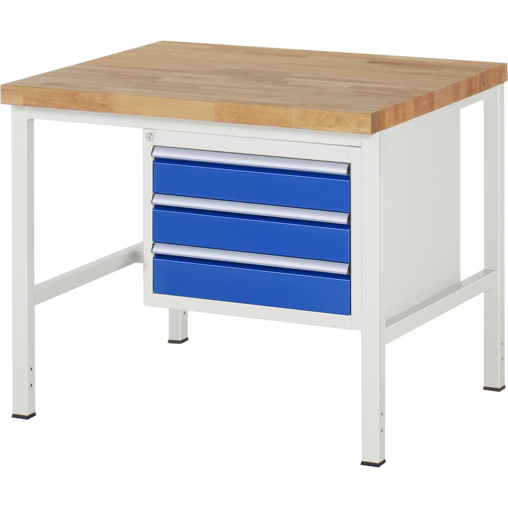 Productafbeelding nr. 1: Werkbank RAU serie 8000, hxbxd 840-1.040 x 1.000 x 900 mm, 3 x voor 100% uittrekbare lades, 3 x 120 mm, draagvermogen lade 100 kg