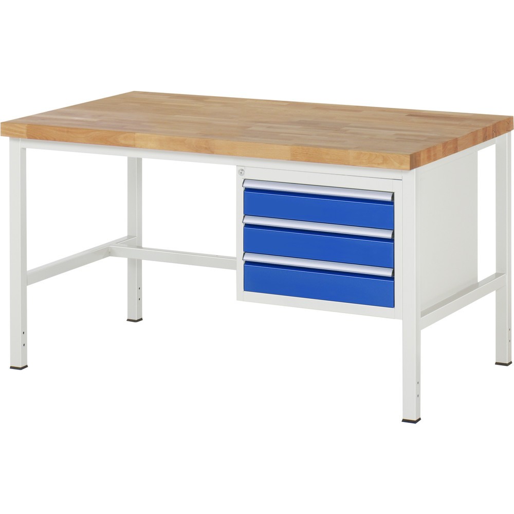 Productafbeelding nr. 1: Werkbank RAU serie 8000, hxbxd 840-1.040 x 1.500 x 900 mm, 3 x voor 100% uittrekbare lades, 3 x 120 mm, draagvermogen lade 100 kg