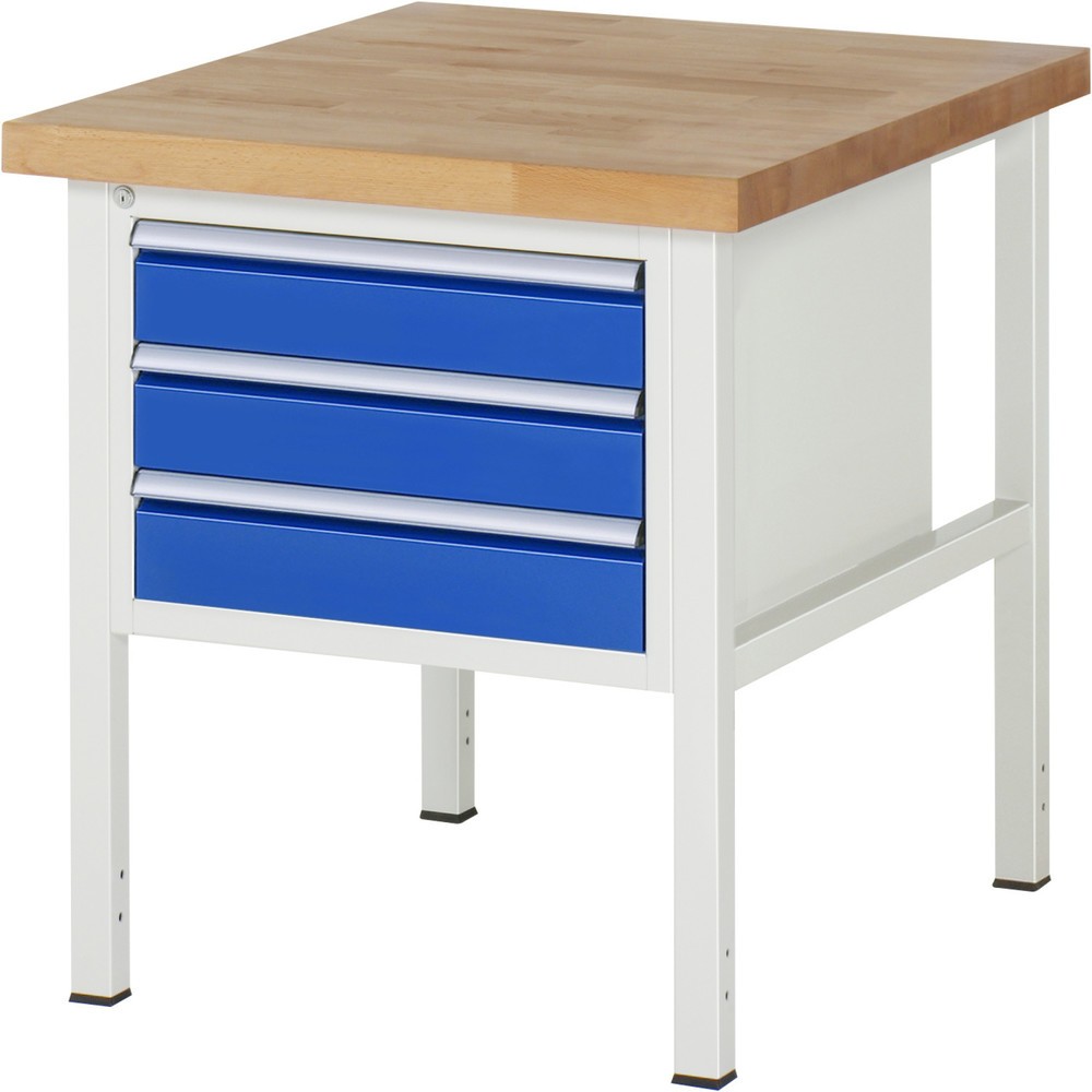 Productafbeelding nr. 1: Werkbank RAU serie 8000, hxbxd 840-1.040 x 750 x 900 mm, 3 x voor 90% uittrekbare lades, 3 x 120 mm, draagvermogen lade 100 kg