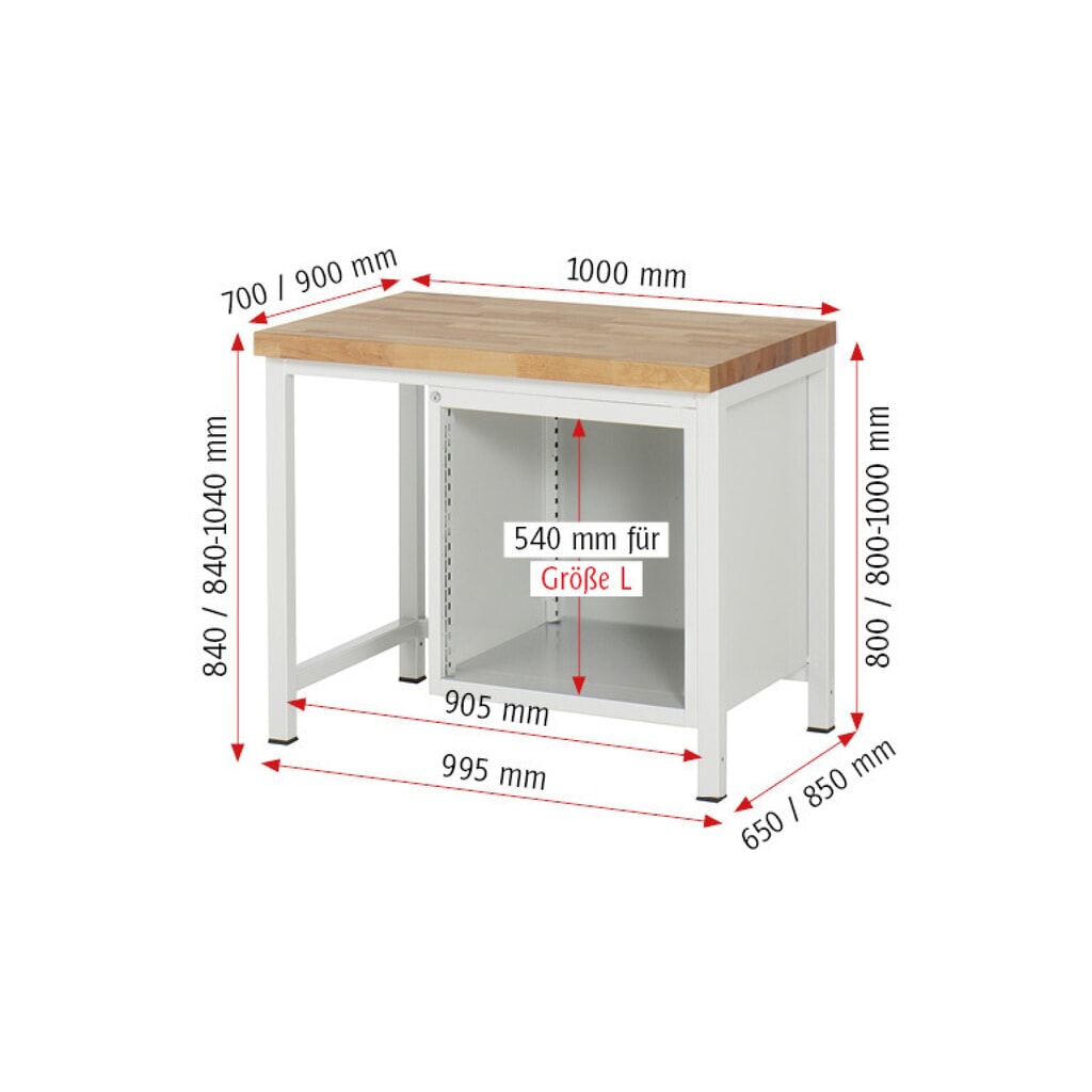 Werkbank RAU serie 8000, hxbxd 840-1.040 x 1.000 x 700 mm, 3 x voor 100% uittrekbare lades, 1 x 120, 1 x 180, 1 x 240 mm, draagvermogen lade 100 kg Productafbeelding nr. 8: Werkbank RAU serie 8000, hxbxd 840-1.040 x 1.000 x 700 mm, 3 x voor 100% uittrekbare lades, 1 x 120, 1 x 180, 1 x 240 mm, draagvermogen lade 100 kg
