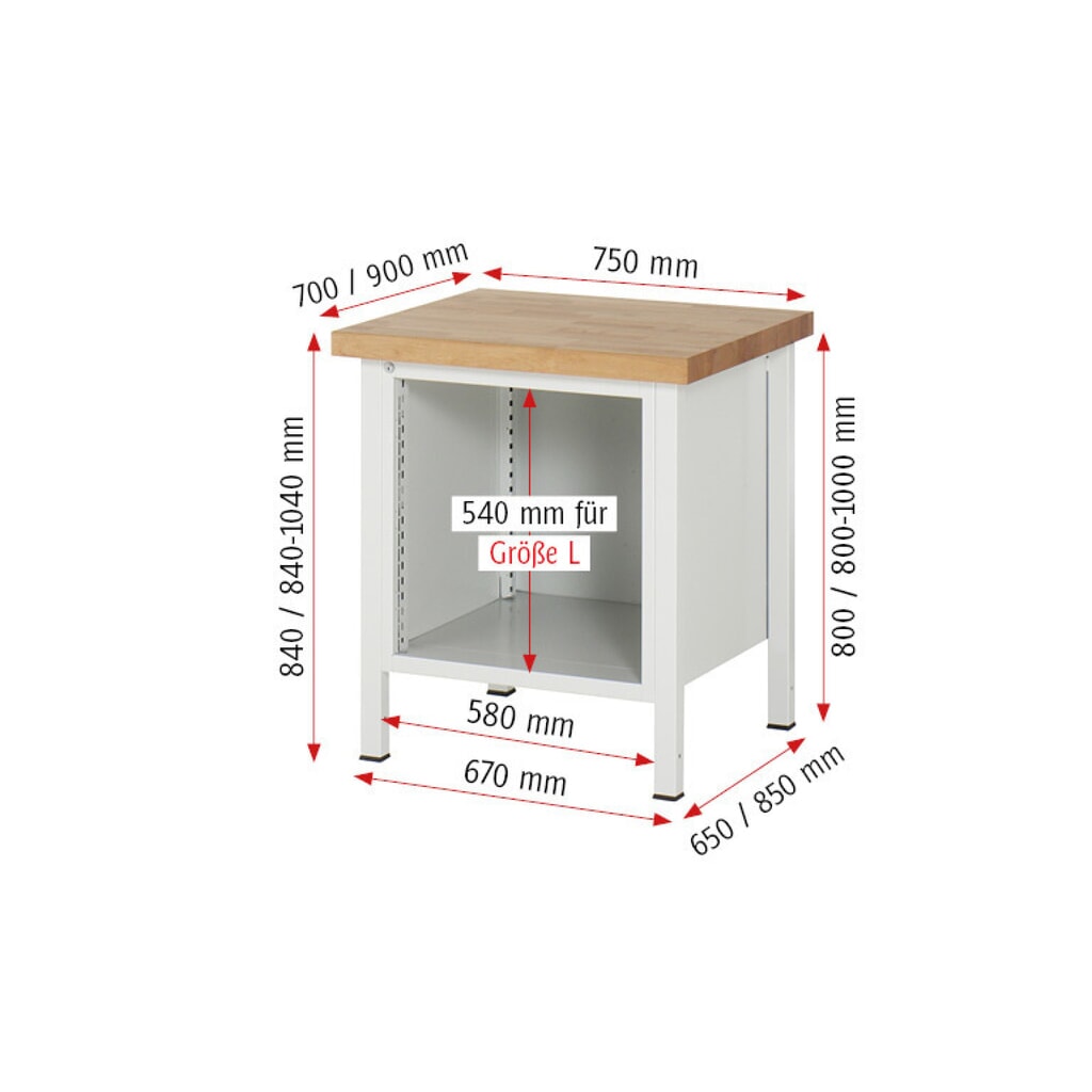 Productafbeelding nr. 6: Werkbank RAU serie 8000, hxbxd 840 x 750 x 700 mm, 5 x voor 90% uittrekbare lades, 2 x 90, 3 x 120 mm, draagvermogen lade 100 kg