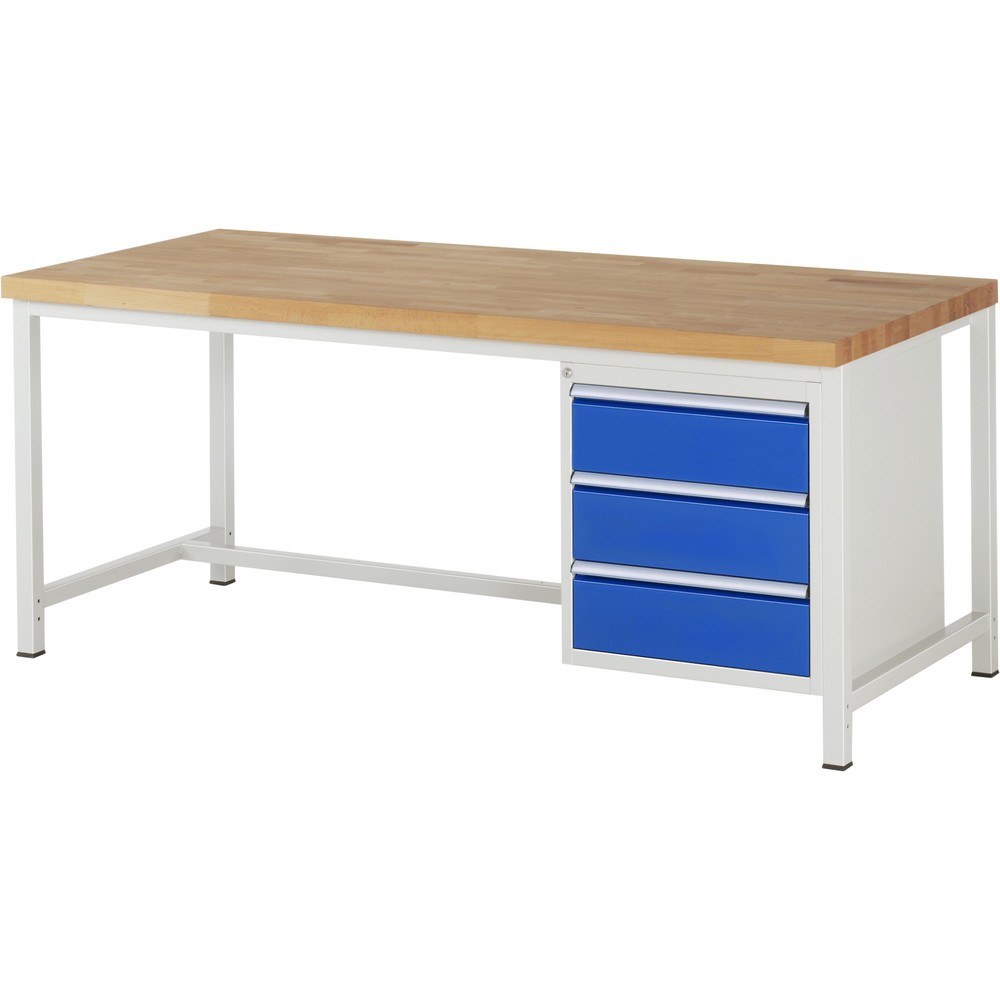 Productafbeelding nr. 1: Werkbank RAU serie 8000, hxbxd 840 x 2.000 x 900 mm, 3 x voor 100% uittrekbare lades, 3 x 180 mm, draagvermogen lade 100 kg