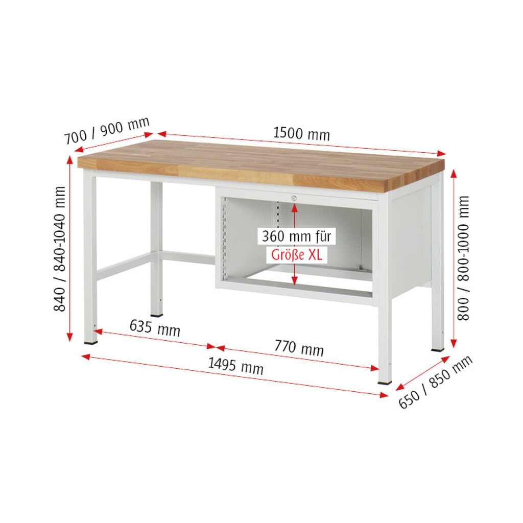 Werkbank RAU serie 8000, hxbxd 840 x 1.500 x 700 mm, 4 x voor 90% uittrekbare lades, 4 x 90 mm, draagvermogen lade 75 kg Productafbeelding nr. 5: Werkbank RAU serie 8000, hxbxd 840 x 1.500 x 700 mm, 4 x voor 90% uittrekbare lades, 4 x 90 mm, draagvermogen lade 75 kg
