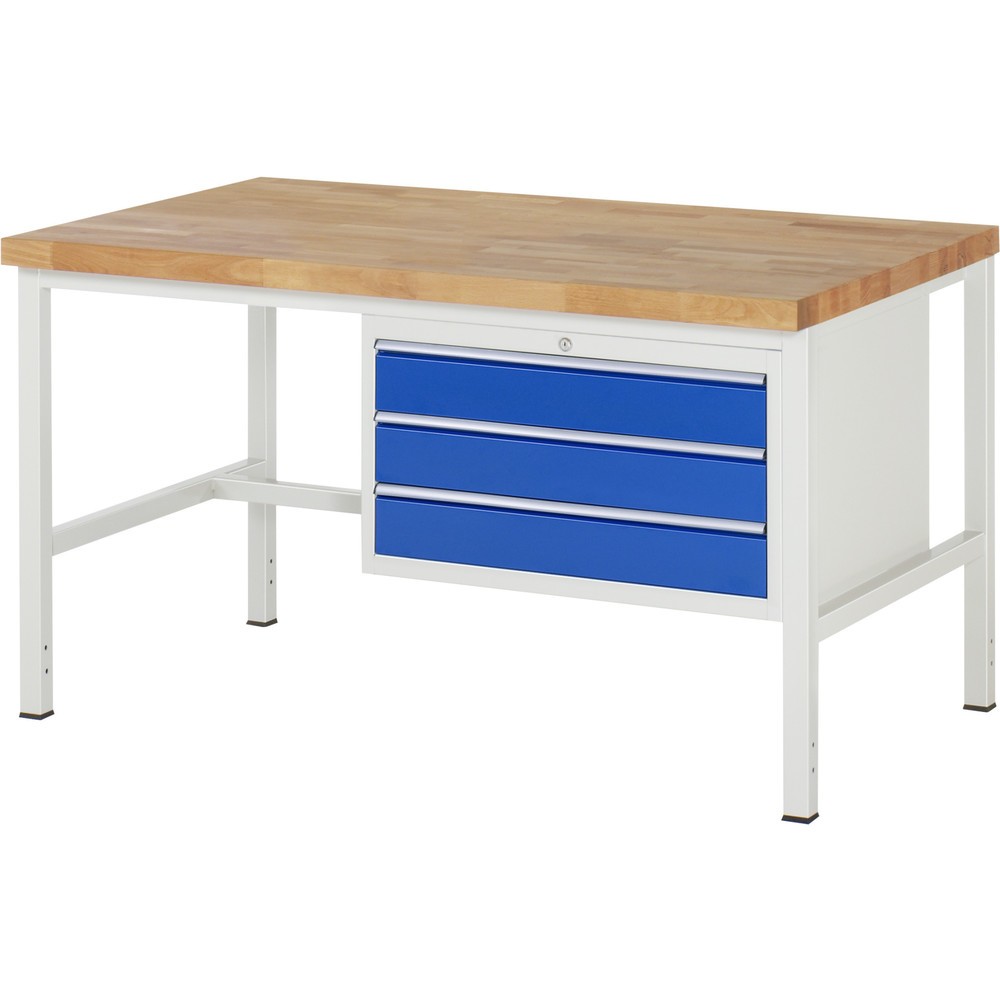 Productafbeelding nr. 1: Werkbank RAU serie 8000, hxbxd 840-1.040 x 1.500 x 900 mm, 3 x voor 90% uittrekbare lades, 3 x 120 mm, draagvermogen lade 75 kg