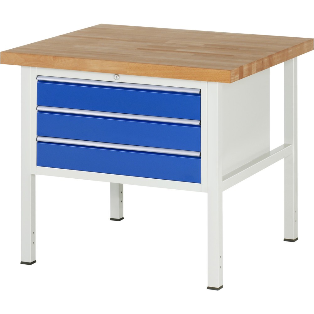 Productafbeelding nr. 1: Werkbank RAU serie 8000, hxbxd 840 x 1.000 x 900 mm, 3 x voor 90% uittrekbare lades, 3 x 120 mm, draagvermogen lade 75 kg