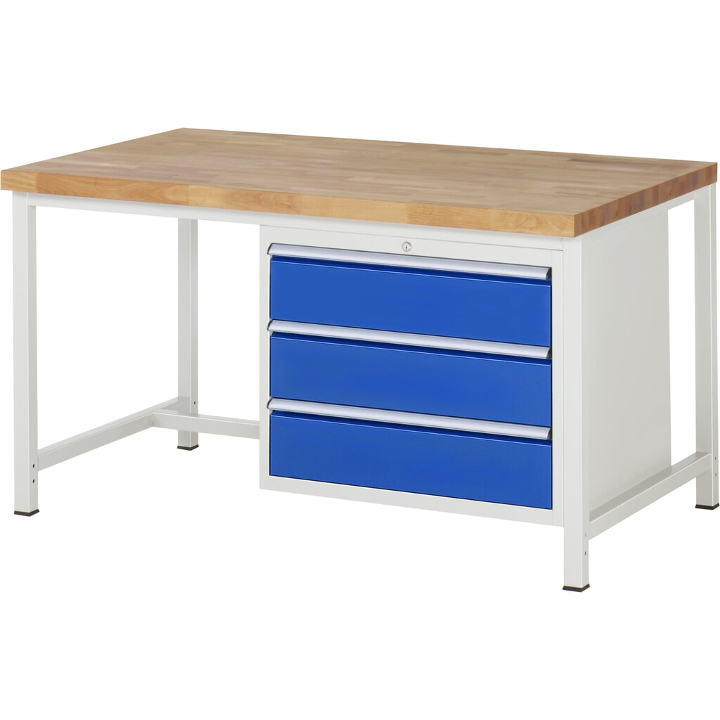 Productafbeelding nr. 1: Werkbank RAU serie 8000, hxbxd 840 x 1.500 x 900 mm, 3 x voor 100% uittrekbare lades, 3 x 180 mm, draagvermogen lade 75 kg