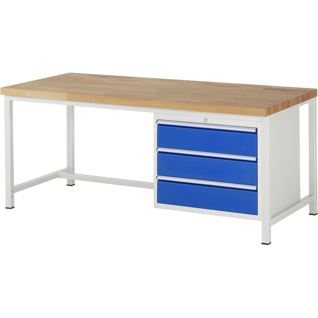 Productafbeelding nr. 1: Werkbank RAU serie 8000, hxbxd 840 x 2.000 x 900 mm, 3 x voor 90% uittrekbare lades, 3 x 180 mm, draagvermogen lade 75 kg