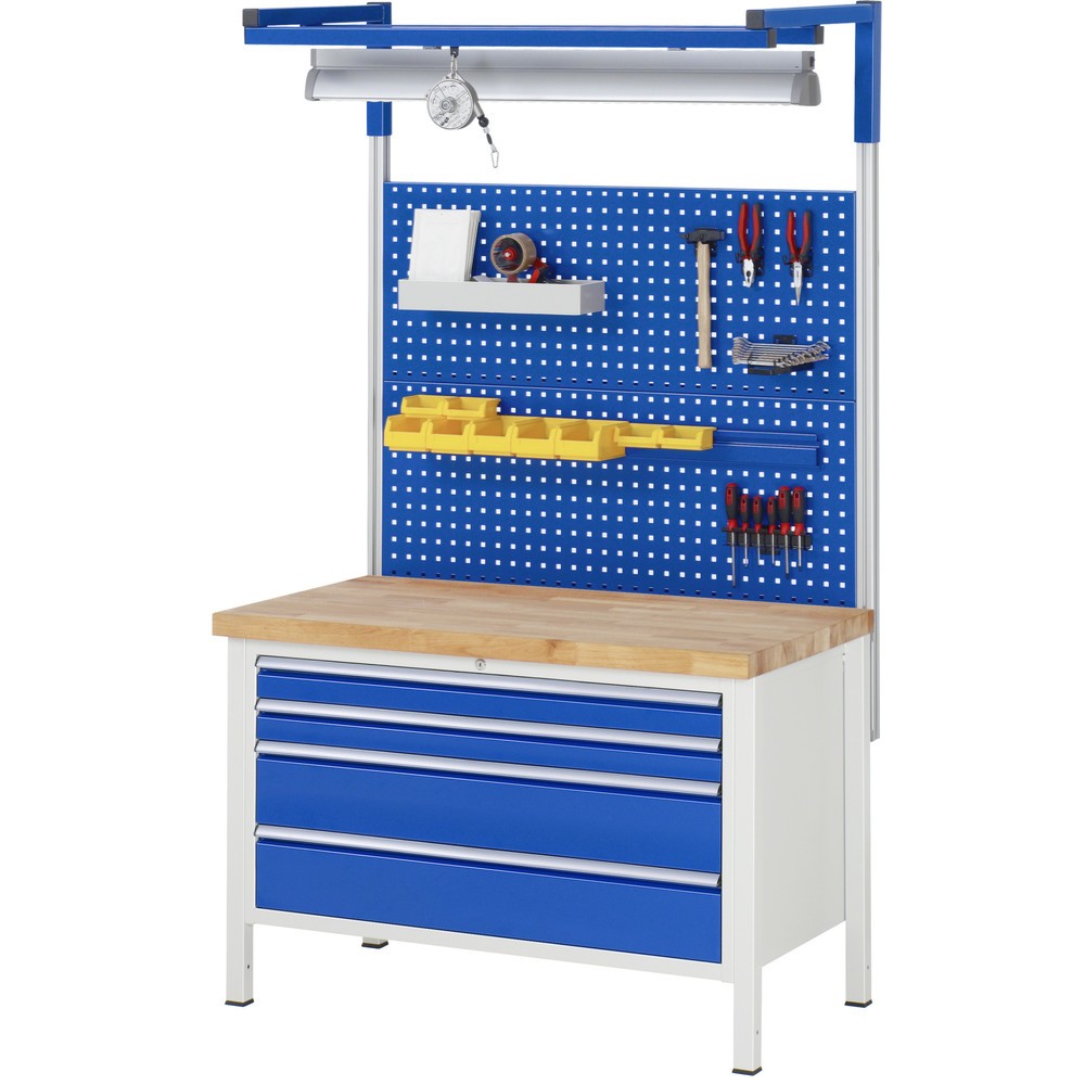 Productafbeelding nr. 6: Werkbank RAU serie 8000, hxbxd 840-1.040 x 1.250 x 700 mm, 3 x voor 90% uittrekbare lades, 1 x 120, 1 x 180, 1 x 240 mm, draagvermogen lade 50 kg