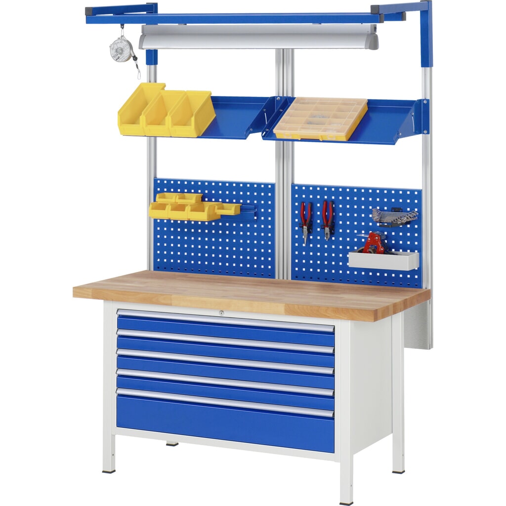 Werkbank RAU serie 8000, hxbxd 840 x 1.500 x 900 mm, 3 x voor 90% uittrekbare lades, 1 x 60, 1 x 120, 1 x 180 mm, draagvermogen lade 50 kg Productafbeelding nr. 5: Werkbank RAU serie 8000, hxbxd 840 x 1.500 x 900 mm, 3 x voor 90% uittrekbare lades, 1 x 60, 1 x 120, 1 x 180 mm, draagvermogen lade 50 kg
