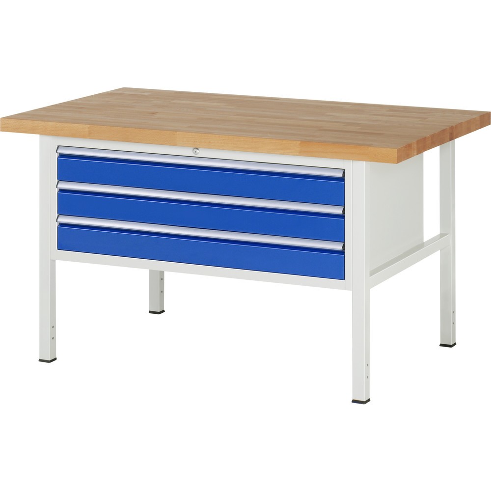 Productafbeelding nr. 1: Werkbank RAU serie 8000, hxbxd 840 x 1.500 x 900 mm, 3 x voor 100% uittrekbare lades, 3 x 120 mm, draagvermogen lade 50 kg