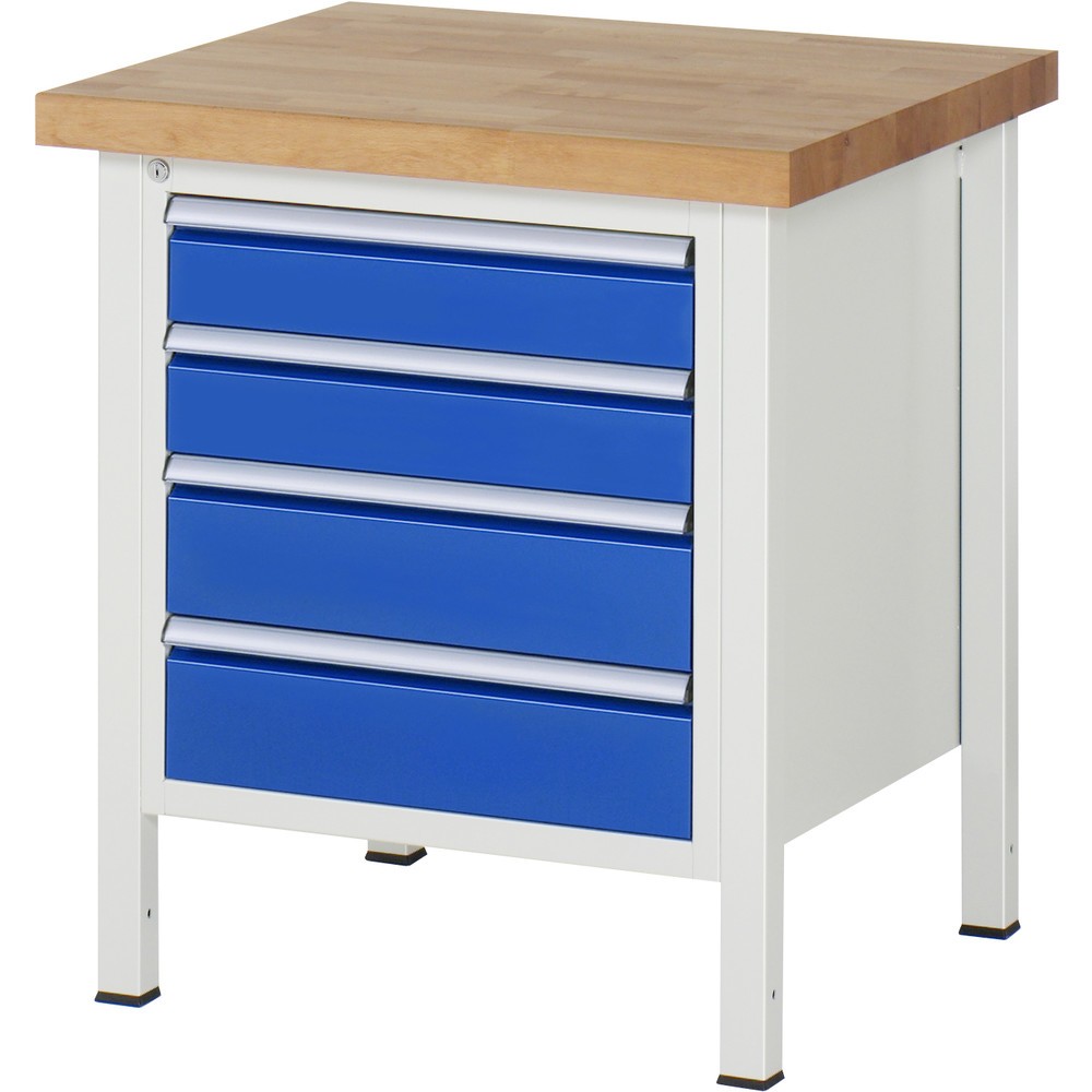 Product afbeelding: RAU werkbank serie 8000, h x b x d 840-1.040 x 750 x 700 mm, 1 onderbouwkast rechts, met 4 lades