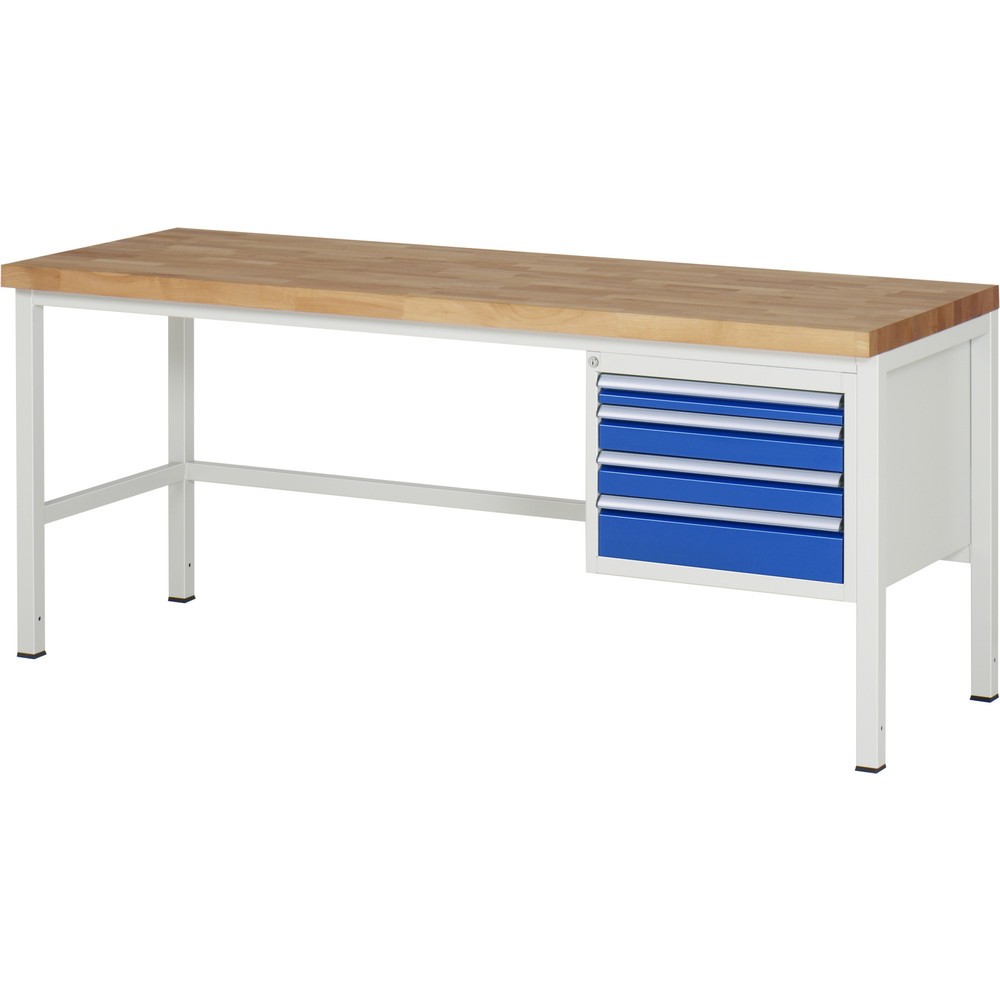 Productafbeelding nr. 1: Werkbank RAU serie 8000, hxbxd 840 x 2.000 x 700 mm, 4 x voor 90% uittrekbare lades, 1 x 60, 2 x 90, 1 x 120 mm, draagvermogen lade 100 kg