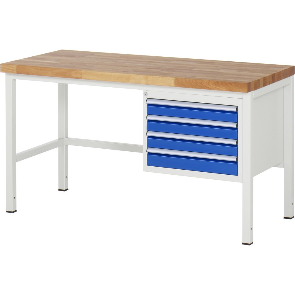 Productafbeelding nr. 1: Werkbank RAU serie 8000, hxbxd 840-1.040 x 1.500 x 700 mm, 4 x voor 90% uittrekbare lades, 4 x 90 mm, draagvermogen lade 100 kg