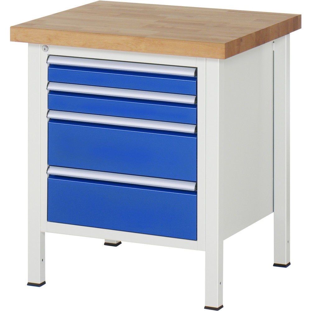 Productafbeelding nr. 1: Werkbank RAU serie 8000, hxbxd 840-1.040 x 750 x 700 mm, 4 x voor 90% uittrekbare lades, 2 x 90, 2 x 180 mm, draagvermogen lade 100 kg