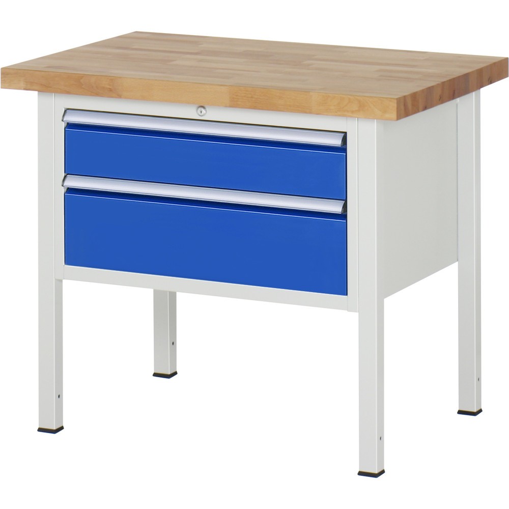 Product afbeelding: Werkbank RAU serie 8000, hxbxd 840-1.040 x 1.000 x 700 mm, 4 x voor 100% uittrekbare lades, 4 x 90 mm, draagvermogen lade 75 kg