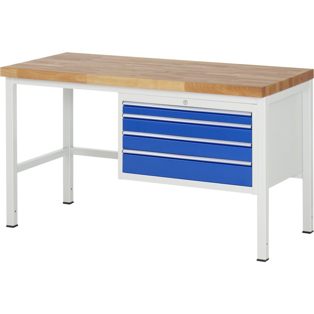 Productafbeelding nr. 1: Werkbank RAU serie 8000, hxbxd 840 x 1.500 x 700 mm, 4 x voor 100% uittrekbare lades, 1 x 60, 2 x 90, 1 x 120 mm, draagvermogen lade 75 kg