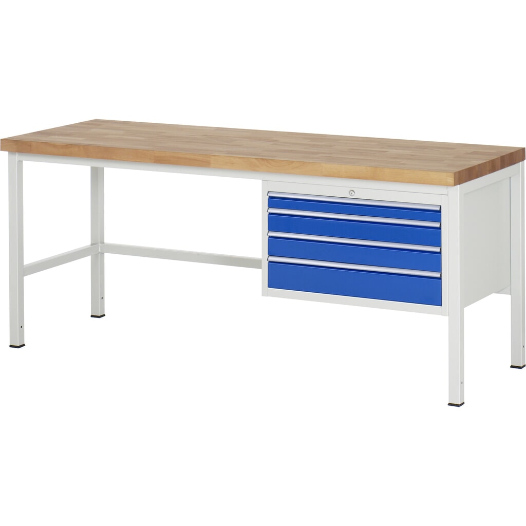 Werkbank RAU serie 8000, hxbxd 840-1.040 x 2.000 x 700 mm, 4 x voor 90% uittrekbare lades, 1 x 60, 2 x 90, 1 x 120 mm, draagvermogen lade 75 kg Productafbeelding nr. 1: Werkbank RAU serie 8000, hxbxd 840-1.040 x 2.000 x 700 mm, 4 x voor 90% uittrekbare lades, 1 x 60, 2 x 90, 1 x 120 mm, draagvermogen lade 75 kg