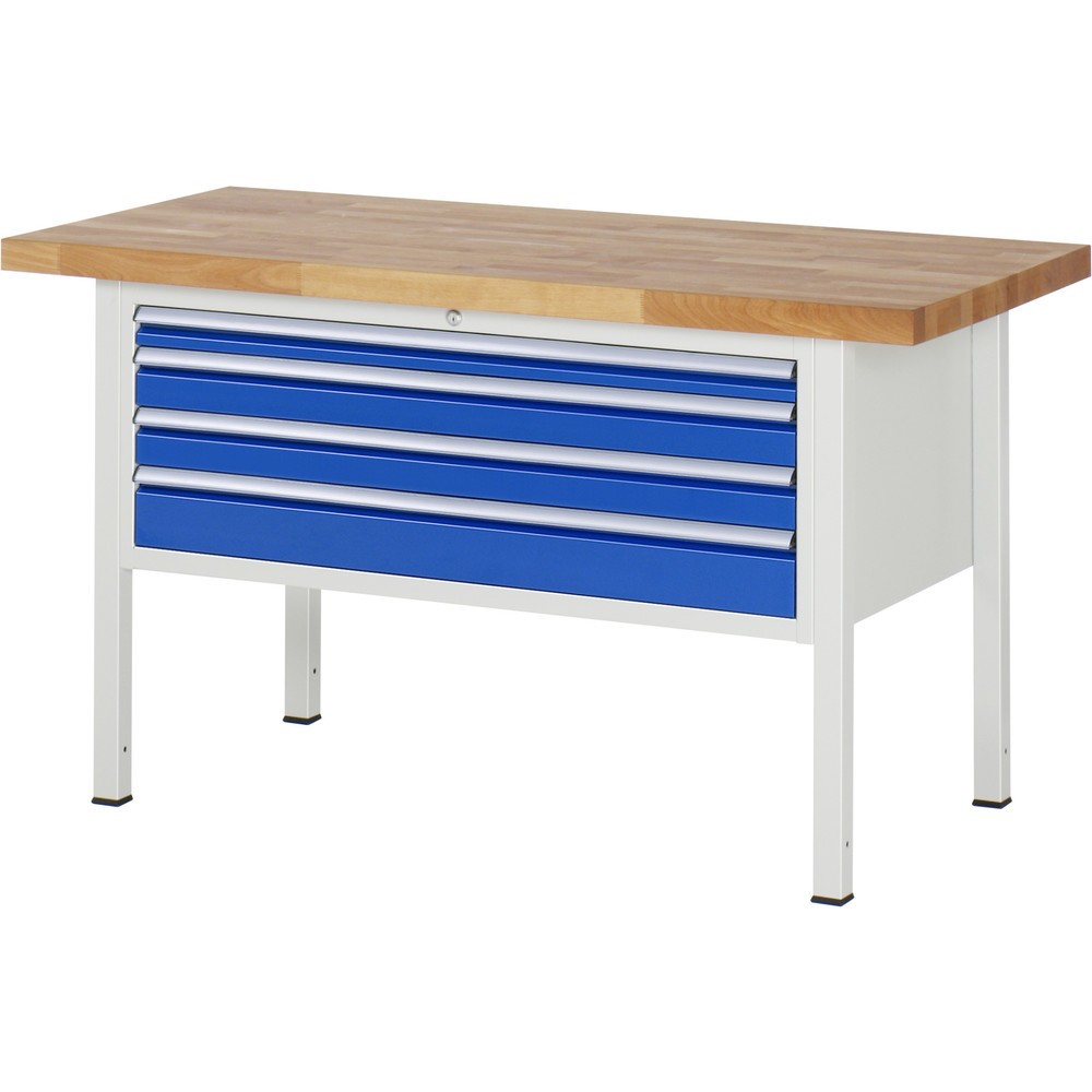 Productafbeelding nr. 1: Werkbank RAU serie 8000, hxbxd 840 x 1.500 x 700 mm, 4 x voor 100% uittrekbare lades, 1 x 60, 2 x 90, 1 x 120 mm, draagvermogen lade 50 kg
