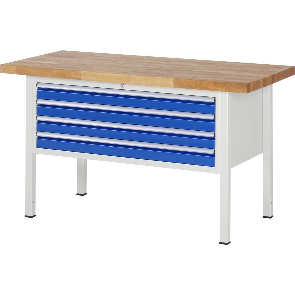 Productafbeelding nr. 1: Werkbank RAU serie 8000, hxbxd 840 x 1.500 x 700 mm, 4 x voor 100% uittrekbare lades, 4 x 90 mm, draagvermogen lade 50 kg