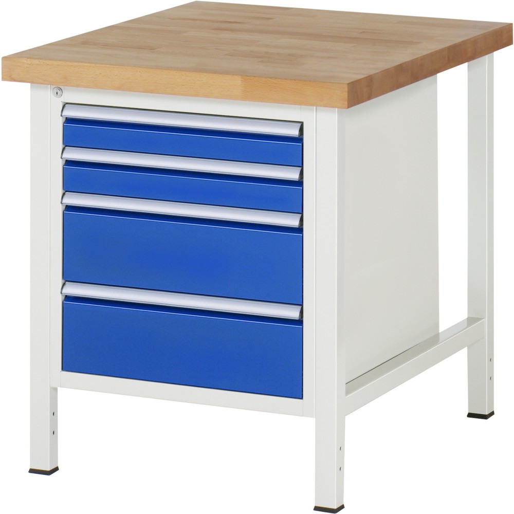 Productafbeelding nr. 1: Werkbank RAU serie 8000, hxbxd 840-1.040 x 750 x 900 mm, 4 x voor 100% uittrekbare lades, 2 x 90, 2 x 180 mm, draagvermogen lade 100 kg