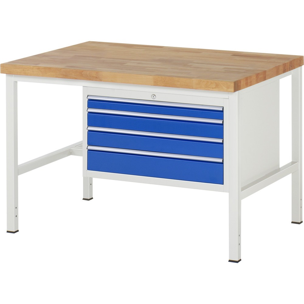 Productafbeelding nr. 1: Werkbank RAU serie 8000, hxbxd 840 x 1.250 x 900 mm, 4 x voor 100% uittrekbare lades, 1 x 60, 2 x 90, 1 x 120 mm, draagvermogen lade 75 kg