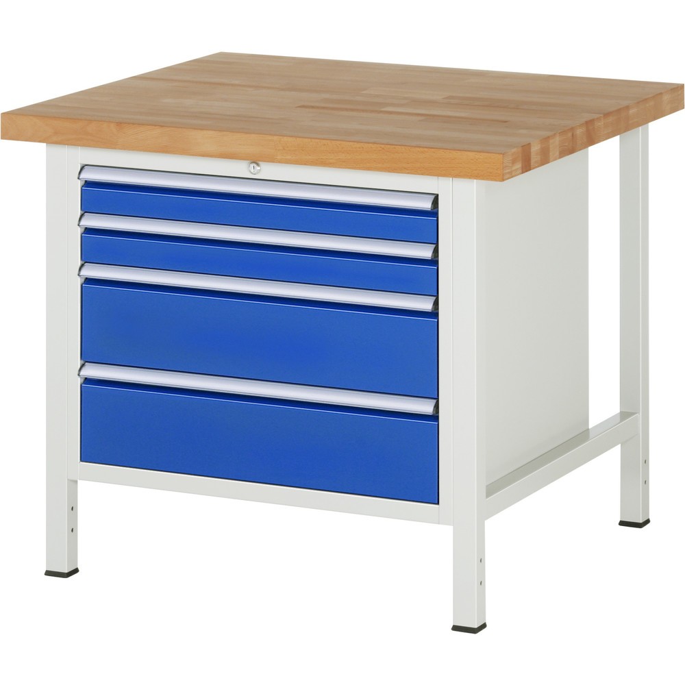 Productafbeelding nr. 1: Werkbank RAU serie 8000, hxbxd 840-1.040 x 1.000 x 900 mm, 4 x voor 90% uittrekbare lades, 2 x 90, 2 x 180 mm, draagvermogen lade 75 kg