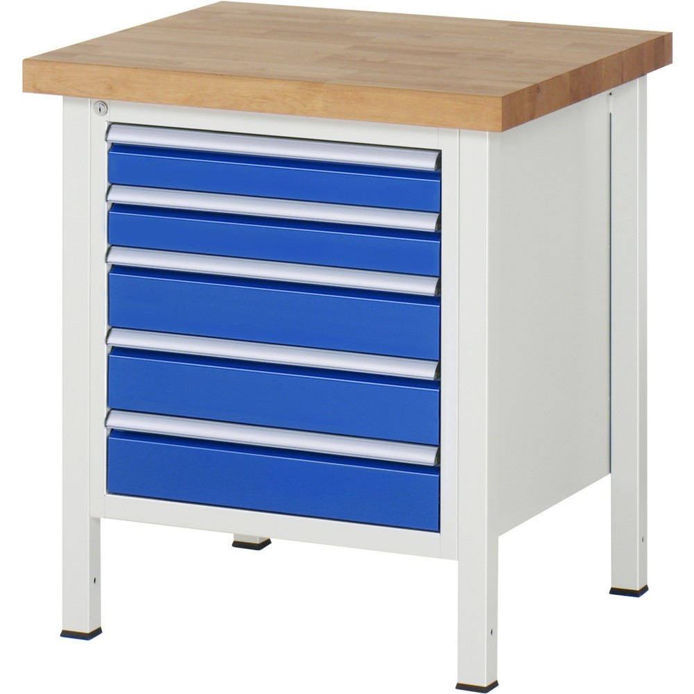 Productafbeelding nr. 1: Werkbank RAU serie 8000, hxbxd 840 x 750 x 700 mm, 5 x voor 90% uittrekbare lades, 2 x 90, 3 x 120 mm, draagvermogen lade 100 kg