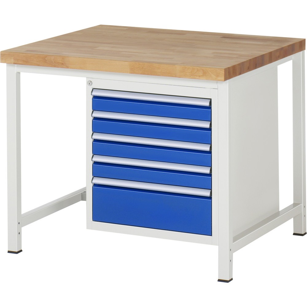 Productafbeelding nr. 1: Werkbank RAU serie 8000, hxbxd 840 x 1.000 x 900 mm, 5 x voor 90% uittrekbare lades, 4 x 90, 1 x 180 mm, draagvermogen lade 100 kg