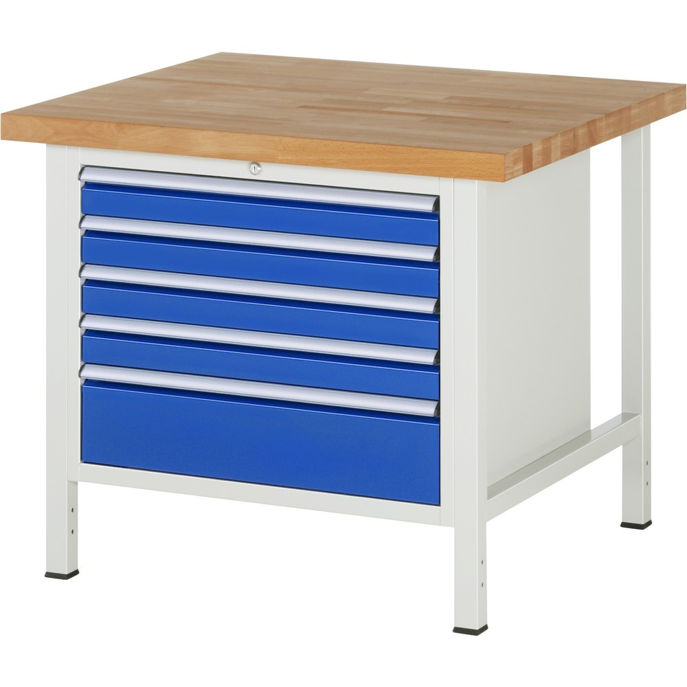 Productafbeelding nr. 1: Werkbank RAU serie 8000, hxbxd 840 x 1.000 x 900 mm, 5 x voor 90% uittrekbare lades, 4 x 90, 1 x 180 mm, draagvermogen lade 75 kg