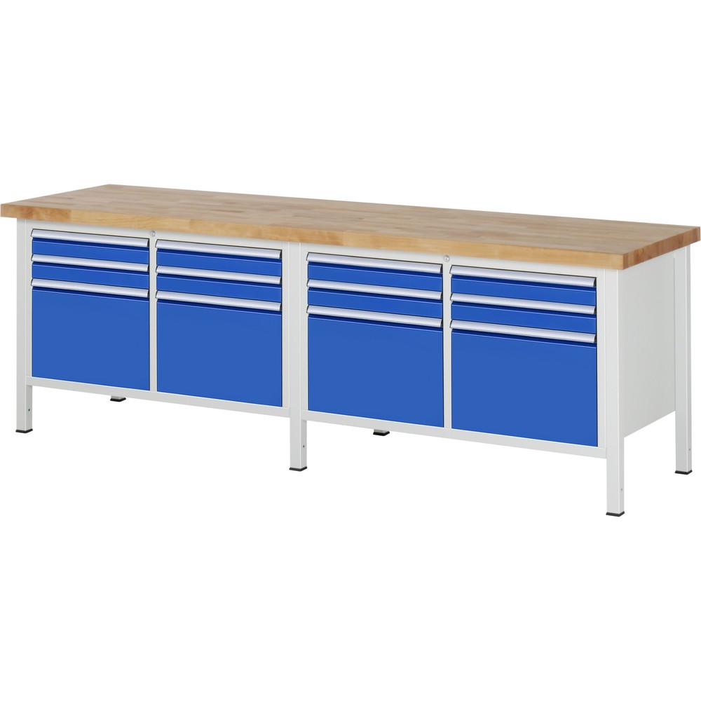 Productafbeelding nr. 1: Werkbank RAU serie 8000, 2 dubbele kasten, hxbxd 840 x 2.500 x 700 mm, 12 lades 8 x 90, 4 x 360 mm