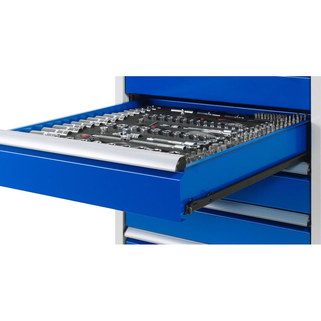 Mobiele werkbank RAU serie 8000, 1 dubbele kast, 1 legbord, 1 draaideur, hxbxd 880-1.080 x 1.250 x 700 mm, 3 x voor 90% uittrekbare lades Productafbeelding nr. 5: Mobiele werkbank RAU serie 8000, 1 dubbele kast, 1 legbord, 1 draaideur, hxbxd 880-1.080 x 1.250 x 700 mm, 3 x voor 90% uittrekbare lades