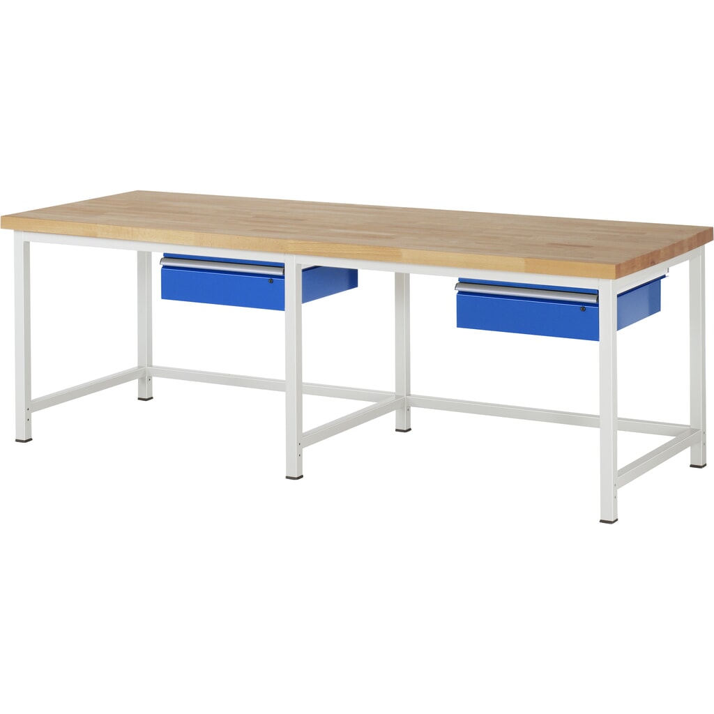 Product afbeelding: RAU werkbank serie 8000, h x b x d 840-1.040 x 2.500 x 900 mm, 2 lades