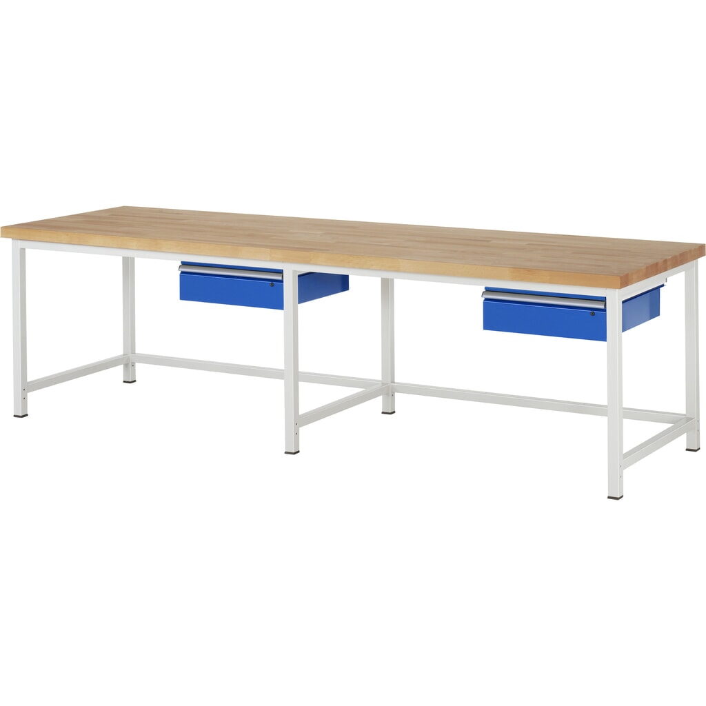 RAU werkbank serie 8000, h x b x d 840-1.040 x 3.000 x 900 mm, 2 lades Product afbeelding: RAU werkbank serie 8000, h x b x d 840-1.040 x 3.000 x 900 mm, 2 lades