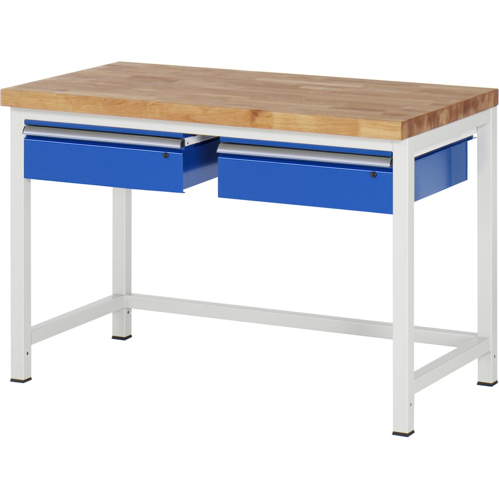 Product afbeelding: Werkbank RAU serie 8000, hxbxd 840 x 1.250 x 700 mm, 2 lades, draagvermogen lade 50 kg