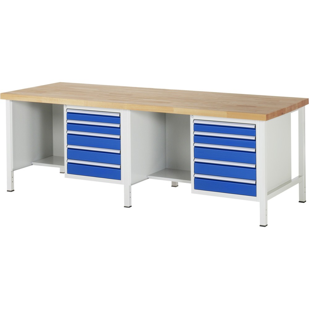 Productafbeelding nr. 1: Werkbank RAU serie 8000, 2 kasten, hxbxd 840 x 2.500 x 900 mm, 10 x voor 90% uittrekbare lades